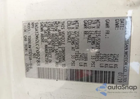 2020 Nissan Rogue Sl Intelligent Awd from USA, damaged, VIN 5N1AT2MV2LC700288